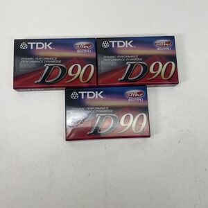 Qty 3 TDK‎ D90 Blank Recordable Cassette Tape High Output Sealed New